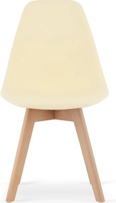 Krémová stolička KITO s bukovými nohami
