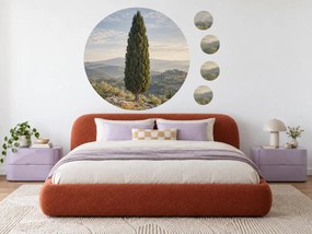 Cyprus v toskánskej krajine toskánske textilné nálepky na stenu do obývačky arch 46 x 46 cm