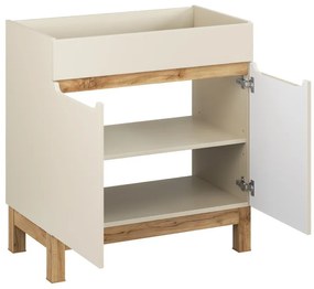 Koupelnová sestava Bali Sky se zápustným umyvadlem a skříňkami 80 cm kašmírová/dub wotan