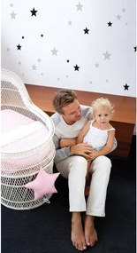 Samolepka do detskej izby sada hviezdy šedá a čierna 3-8cm