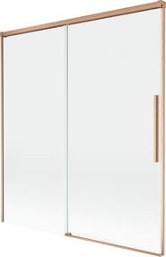 Mexen Rox, 2-krídlová posuvná vaňová zástena 150 x 150 cm, 8mm číre sklo, medený matný profil, 8C9-150-001-65-00