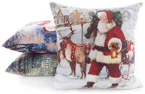 EUROFIRANY VIANOČNÁ DEKORAČNÁ OBLIEČKA NA VANKÚŠ SANTA CLAUS 45X45 CM VZOROVANÁ