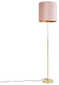 Stojacia lampa zlatá/mosadzná s ružovým zamatovým tienidlom 40/40 cm - Parte