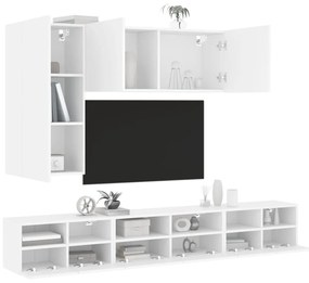 5-dielne TV nástenné skrinky biele kompozitné drevo 3216558