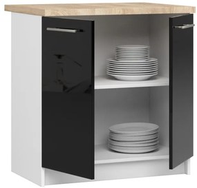 Spodná kuchynská skrinka s doskou OLIWIA S80 biela / čierna, lesk