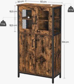 Príborník, úložná skrinka, rustikálna hnedá