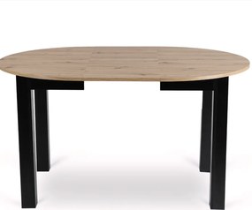 Sada stola HARRY 102-142 cm, dub Artisan/čierna, a 6 čiernych stoličiek PERU