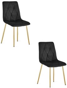 Set dvoch jedálenských stoličiek LIBRA zamatové, čierne / zlaté nohy (2 ks)