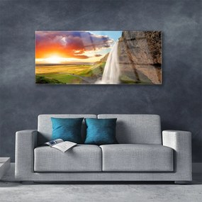 Obraz plexi Vodopád slnko krajina 125x50 cm