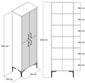 Dizajnová skriňa na topánky Zaidin 200 cm orech biely