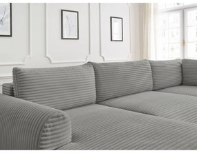 Tmavosivá menčestrová rozkladacia rohová pohovka (ľavý roh/do "U") Lucien – Bobochic Paris