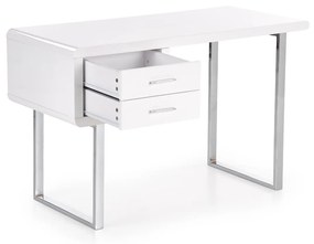 PISACÍ STÔL DARIAN BIELY VYSOKÝ LESK + CHRÓM 120 cm