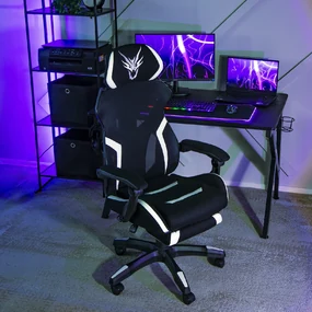 JAKS Herná stolička čierno biela látka Maximo
