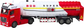LEAN Toys Nákladné auto cisterna – čerpanie vody, svetlá, zvuky, bielo-červené