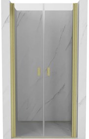 Mexen MIST, 2-krídlové sprchové dvere (d+d) 85x200 cm, 6mm číre sklo, zlatý matný profil, 8A7-085-000-55-00