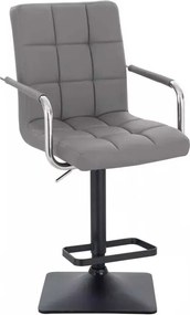 LuxuryForm DESIGN Barová stolička VERONA na čiernej hranatej podstave - šedá