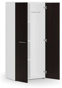 Kancelárska šatníková skriňa PRIMO WHITE, 3 police, šatníková tyč, 1781 x 800 x 500 mm, biela/wenge