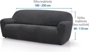 Super strečové poťahy RUBINIA antracitová trojkreslo (š. 180 - 230 cm)
