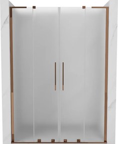 Mexen Velar L Duo, posuvné sprchové dvere do otvoru 150 cm, 8mm sklo námraza, ružové zlato, 871-150-003-32-60