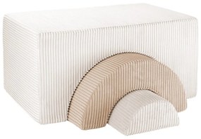Krémovobiele menčestrové penové ihrisko 75x49x37 cm Rainbow Montessori – Wigiwama