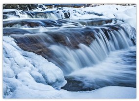 Sklenený obraz rieky v zime (70x50 cm)