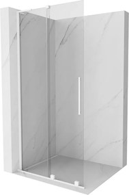 Mexen Velar L, posuvná sprchová zástena Walk-in 110 x 200 cm, 8mm číre sklo, biela matná, 871-110-003-03-20