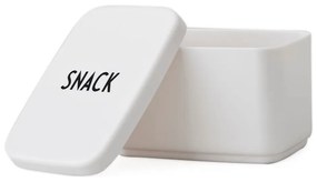 Biely desiatový box Design Letters Snack, 8,2 x 6,8 cm