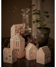 Biely keramický lampáš Kähler Design Long Church, výška 10 cm