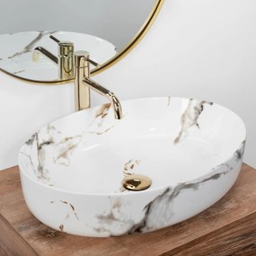 Rea Queen Carrara, umývadlo na dosku 55x42 cm, imitácia kameňa, REA-U1232