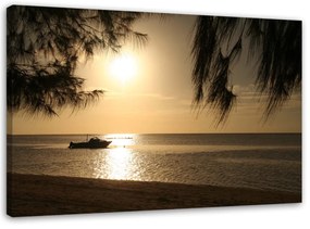 Obraz na plátně Pláž Hnědý západ slunce - 60x40 cm