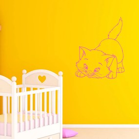 Veselá Stena Samolepka Roztomilá mačička Farba: růžová, Veľkosť: 60 x 60 cm