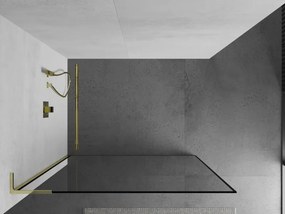 Mexen Kioto L, sprchová zástena Walk-In 70 x 200 cm, 8mm číre sklo čierny vzor, zlatý lesklý profil,800-070-103-50-70