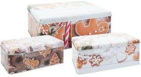 Súprava 3 vianočných plechových dóz Cookies