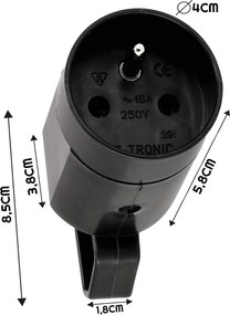 BERGE Zásuvka s koncovkou a uzemnením čierna