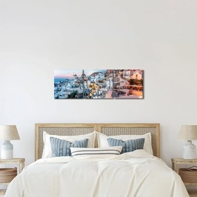 Obraz - Súmrak v Santorini (s hodinami) (90x30 cm)