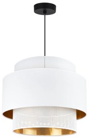 Závesné svietidlo Asti, 1x PVC/biele textilné tienidlo, (fi 35cm), g/c, b