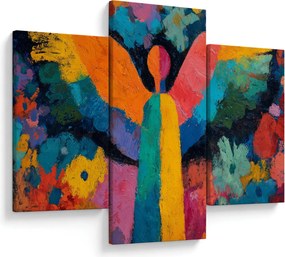 Obraz - Abstraktný anjel s kvetmi (90x60 cm)