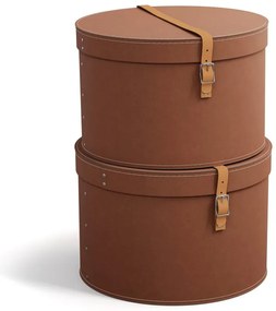 Hnedé kartónové úložné boxy v súprave 2 ks s vekom/dekoratívne ø 37,5x25 cm Rut Restore Paper Laminate – Bigso