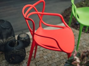 Sada 4 ks plastových stoličiek KATO, koralová