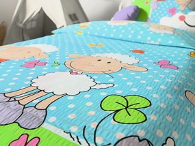Krepové obliečky do postieľky OVEČKY modré Rozmer obliečky: 45 x 65 cm | 90 x 135 cm