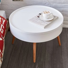 ModernHome Okrúhly konferenčný stolík s úložným priestorom, 60 cm