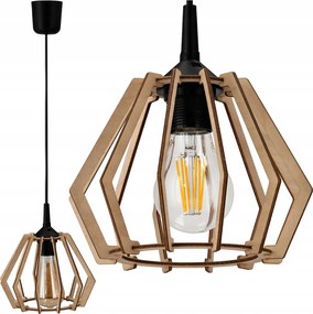 Závesné stropné LED svietidlo, drevené, s háčikom