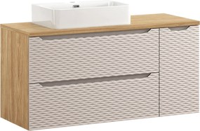 Comad Kúpeľňová skrinka s doskovým umývadlom Ocean Beige 120 béžová/dub olejovaný