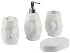 4-dielna keramická súprava kúpeľňových doplnkov biela BARINAS Beliani