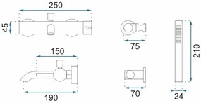 Rea Lungo, vaňová batéria s ručnou sprchovou súpravou, grafitová, REA-B1115