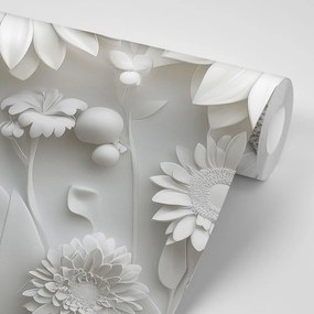 Tapeta 3D biele kvety