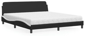 Posteľ s matracom čierna a biela 180x200 cm umelá koža 3208462