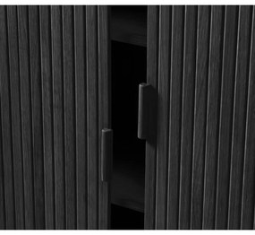 Čierna skrinka v dekore duba s posuvnými dverami 113x90 cm Cavo – Unique Furniture