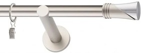 Dekorstudio Chrómová matná jednoradová garniža VEGA 19mm Dĺžka: 220cm, Typ uchytenia: Držiak modern, Typ príslušenstva: Krúžky tiché so štipcami
