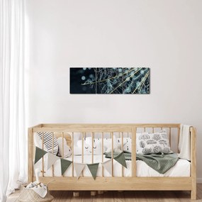 Obraz -Kvet s pavučinou (s hodinami) (90x30 cm)